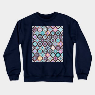 Moroccan Tile Pattern Teal Crewneck Sweatshirt